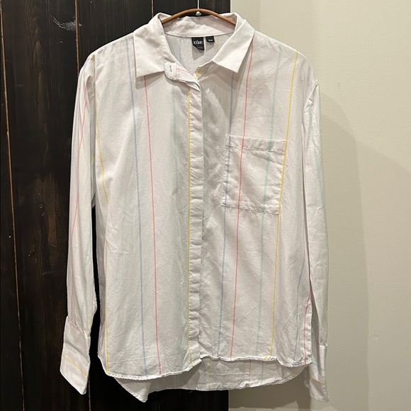 Simons Tops - Stylish Button Down with Colourful Pinstripes